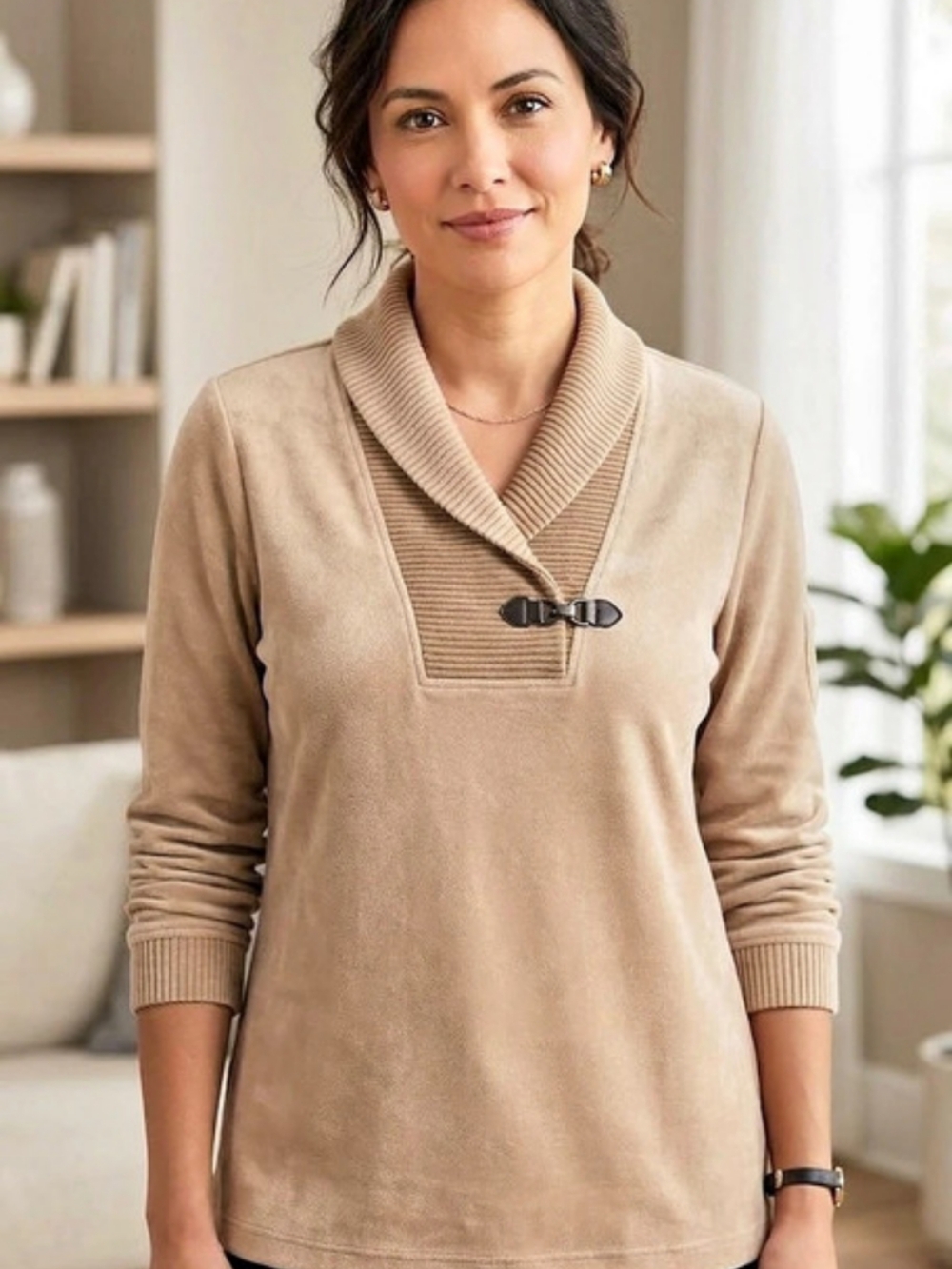 Studio Works Cowl Neck Sweater in Brown Size Medium